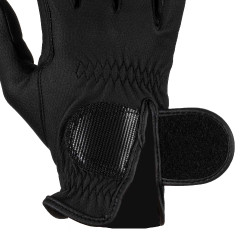 Unisex Equestro-Handschuhe aus synthetischem Leder mit Klettverschluss Schwarz