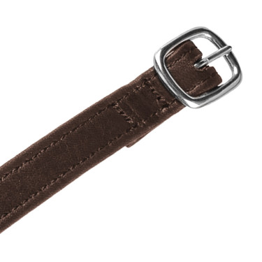 Equestro Sporenriemen aus doppelt Leder mit silberner Schnalle Dunkelbraun