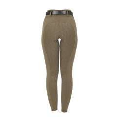 Damen-Leggings Equestro mit hoher Taille und Gürtelschlaufen Walnuss Braun