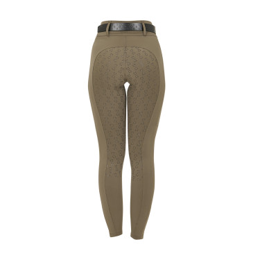 Damen-Leggings Equestro mit hoher Taille und Gürtelschlaufen Walnuss Braun