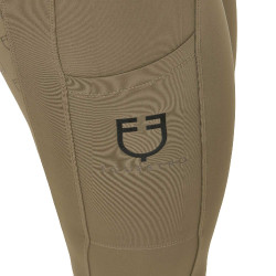 Damen-Leggings Equestro mit hoher Taille und Gürtelschlaufen Walnuss Braun