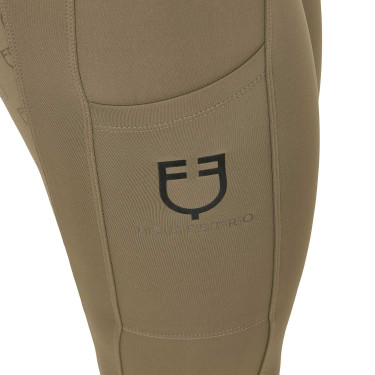 Damen-Leggings Equestro mit hoher Taille und Gürtelschlaufen Walnuss Braun
