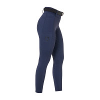 Damen-Leggings Equestro mit hoher Taille und Gürtelschlaufen Walnuss Braun