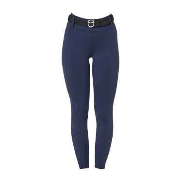 Damen-Leggings Equestro mit hoher Taille und Gürtelschlaufen Marineblazer Marineblau