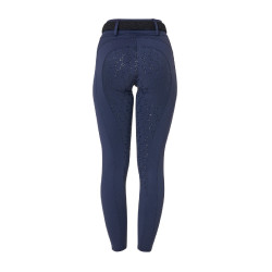 Damen-Leggings Equestro mit hoher Taille und Gürtelschlaufen Marineblazer Marineblau