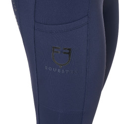 Damen-Leggings Equestro mit hoher Taille und Gürtelschlaufen Marineblazer Marineblau