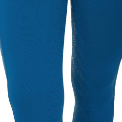 Damen-Leggings Equestro mit hoher Taille und Gürtelschlaufen Korallenblau