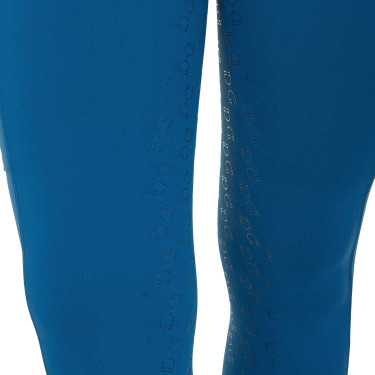 Damen-Leggings Equestro mit hoher Taille und Gürtelschlaufen Korallenblau