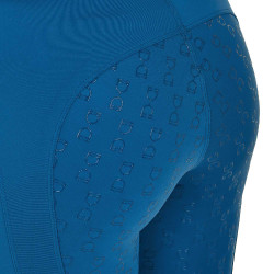 Damen-Leggings Equestro mit hoher Taille und Gürtelschlaufen Korallenblau