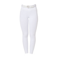 Damen-Leggings Equestro mit hoher Taille und Gürtelschlaufen Weiß Wei&amp;szlig;