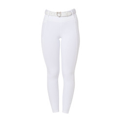 Damen-Leggings Equestro mit hoher Taille und Gürtelschlaufen Weiß Wei&amp;szlig;