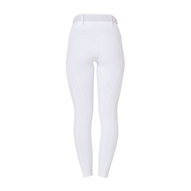 Damen-Leggings Equestro mit hoher Taille und Gürtelschlaufen Weiß Wei&amp;szlig;