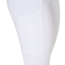 Damen-Leggings Equestro mit hoher Taille und Gürtelschlaufen Weiß Wei&amp;szlig;