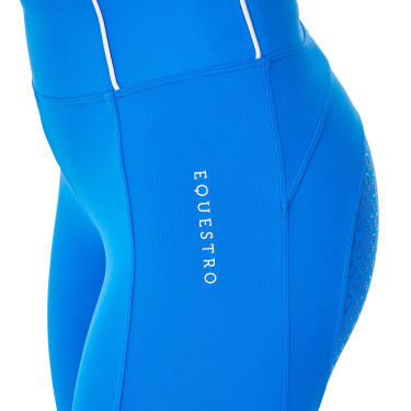Damen-Leggings Equestro x FISE Full-Grip, Slim-Schnitt Blau aus Savoyen