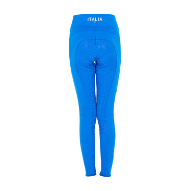 Mädchen-Leggings Equestro x FISE Full-Grip Slim Fit Blau aus Savoyen