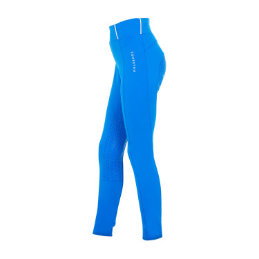 Mädchen-Leggings Equestro x FISE Full-Grip Slim Fit Blau aus Savoyen