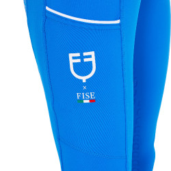 Mädchen-Leggings Equestro x FISE Full-Grip Slim Fit Blau aus Savoyen