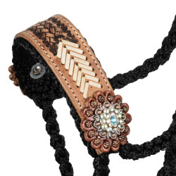 Pool’s Strickhalfter mit verarbeitetem Ledereinsatz Schwarz