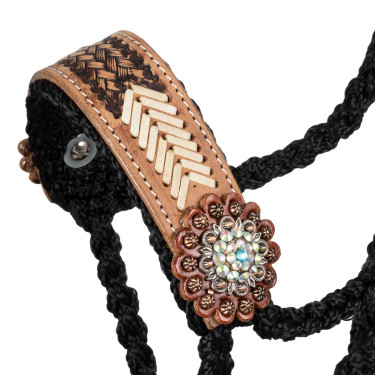 Pool’s Strickhalfter mit verarbeitetem Ledereinsatz Schwarz