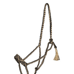 Knotenhalfter Pool’s mit breitem Nasenriemen und Führstrick Schwarz / Beige