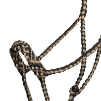 Knotenhalfter Pool’s mit breitem Nasenriemen und Führstrick Schwarz / Beige