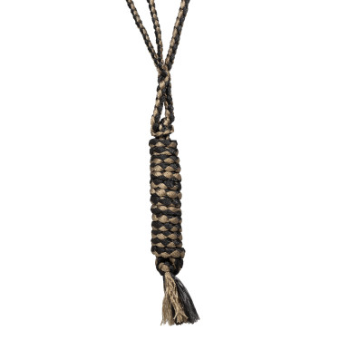 Knotenhalfter Pool’s mit breitem Nasenriemen und Führstrick Schwarz / Beige