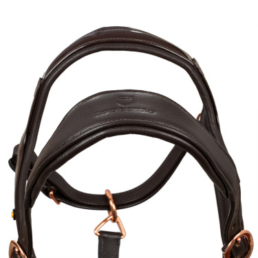 Equestro Glattlederhalfter mit Roségold-Schnallen Dunkelbraun