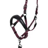 Ergonomisches Equestro-Halfter mit Ledereinsätzen Schwarz / Bordeaux