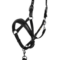 Ergonomisches Equestro-Halfter mit Ledereinsätzen Schwarz / Bordeaux