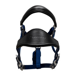 Ergonomisches Equestro-Halfter mit Ledereinsätzen Schwarz / Marineblau