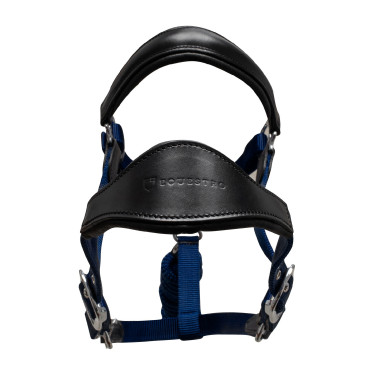 Ergonomisches Equestro-Halfter mit Ledereinsätzen Schwarz / Marineblau