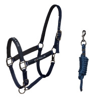Equestro x FISE Halfter, doppelt und verstellbar Marineblazer Marineblau Equestro x FISE Halfter, doppelt und verstellbar Marineblazer Marineblau
