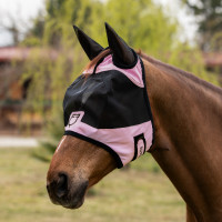 Equestro Fliegenmaske mit Logo auf der Stirn Orchideen-Bouquet Rosa