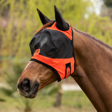 Equestro Fliegenmaske mit Logo auf der Stirn Grenadin Rot