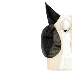 Zweifarbige Equestro Fliegenmaske aus Mesh After Glow / glänzend Weiß