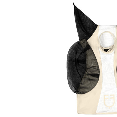 Zweifarbige Equestro Fliegenmaske aus Mesh After Glow / glänzend Weiß