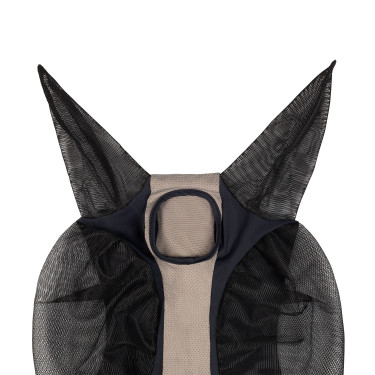 Zweifarbige Equestro Fliegenmaske aus Mesh Anthrazit / graues Flanell