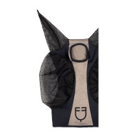 Zweifarbige Equestro Fliegenmaske aus Mesh Anthrazit / graues Flanell