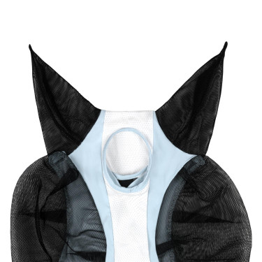 Zweifarbige Equestro Fliegenmaske aus Mesh Nabelwurz / glänzendes Weiß