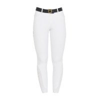 Damen-Reithose Equestro Full Grip, hohe Taille, mit Fleece gefüttert Weiß Wei&amp;szlig;