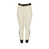 Damen-Reithose Equestro, Knie-Grip, High Waist Antikweiß Beige