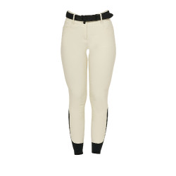 Damen-Reithose Equestro, Knie-Grip, High Waist Antikweiß Beige