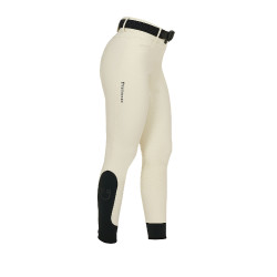 Damen-Reithose Equestro, Knie-Grip, High Waist Antikweiß Beige
