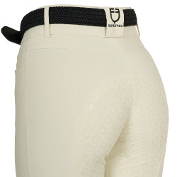 Damen-Reithose Equestro, Knie-Grip, High Waist Antikweiß Beige
