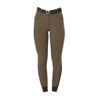 Damen-Reithose Equestro, Knie-Grip, High Waist Walnuss Braun