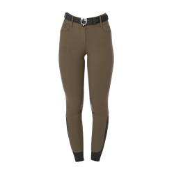 Damen-Reithose Equestro, Knie-Grip, High Waist Walnuss Braun