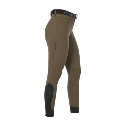 Damen-Reithose Equestro, Knie-Grip, High Waist Walnuss Braun