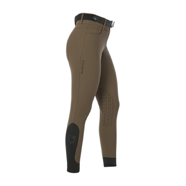 Damen-Reithose Equestro, Knie-Grip, High Waist Walnuss Braun