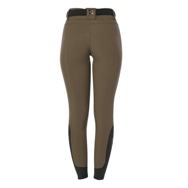 Damen-Reithose Equestro, Knie-Grip, High Waist Walnuss Braun