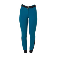 Damen-Reithose Equestro, Knie-Grip, High Waist Korallenblau
